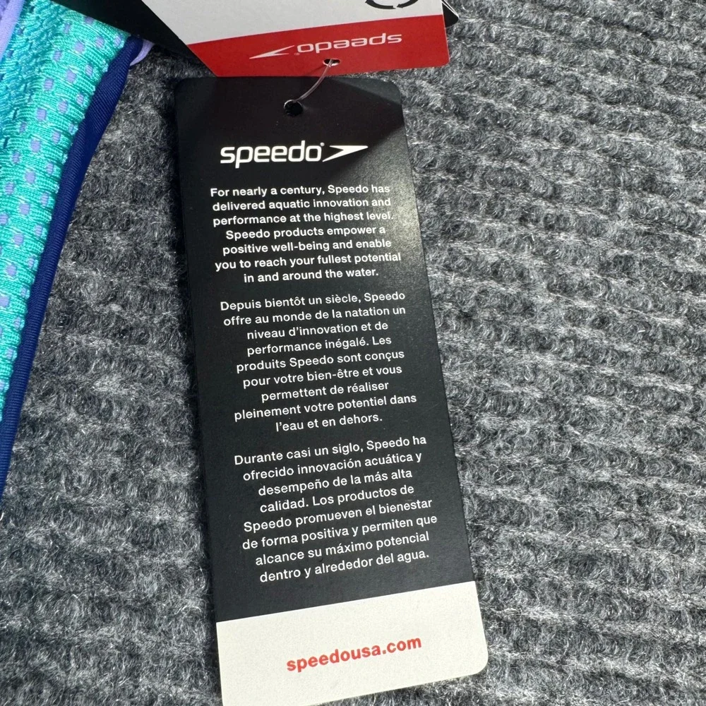 Speedo Girls Mesh Thick Strap One Piece Swimsuit Navy Purple Aqua Size 10 NWT